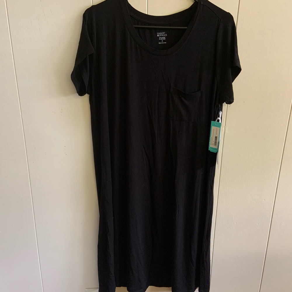 Black T-Shirt Swing Dress with Pocket Market & Spruce